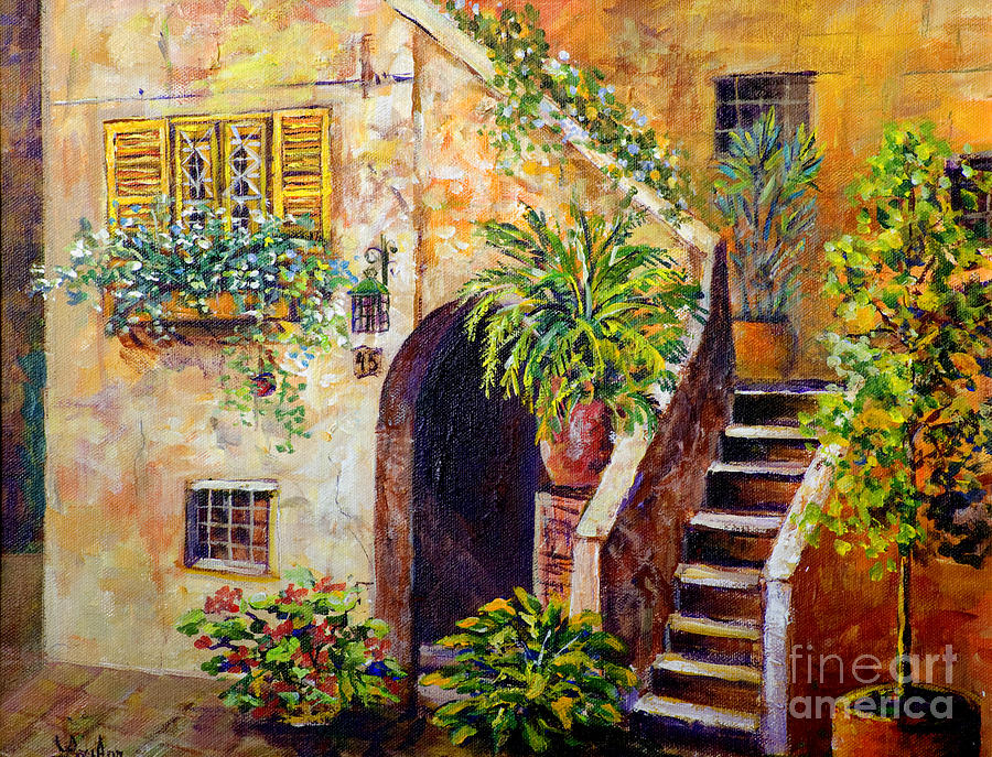 Mediterranean Villa Painting by Lou Ann Bagnall