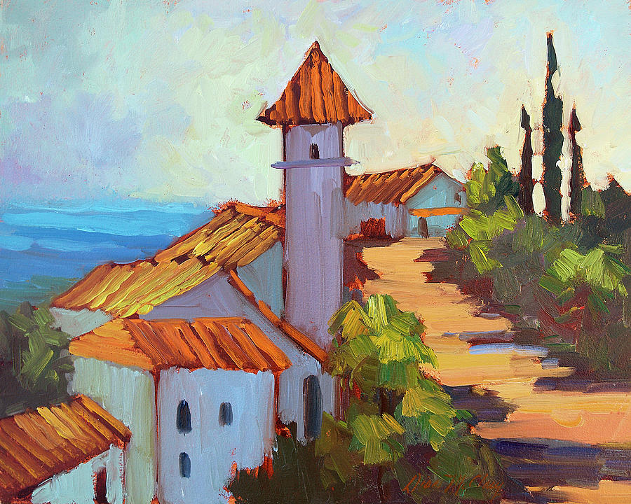 City Painting - Mediterranean Village Costa Del Sol by Diane McClary