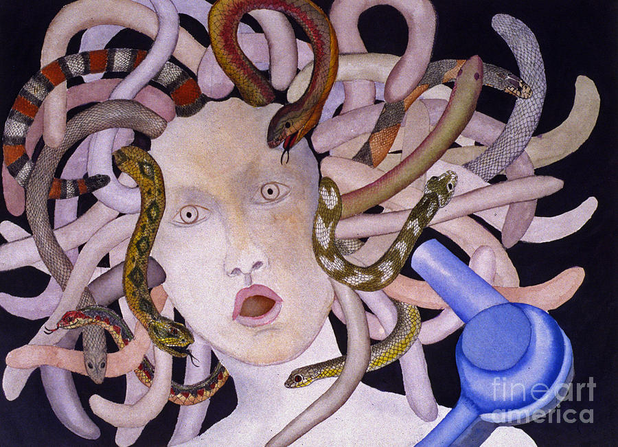 Medusa with Blowdryer Painting by Patricia Tierney