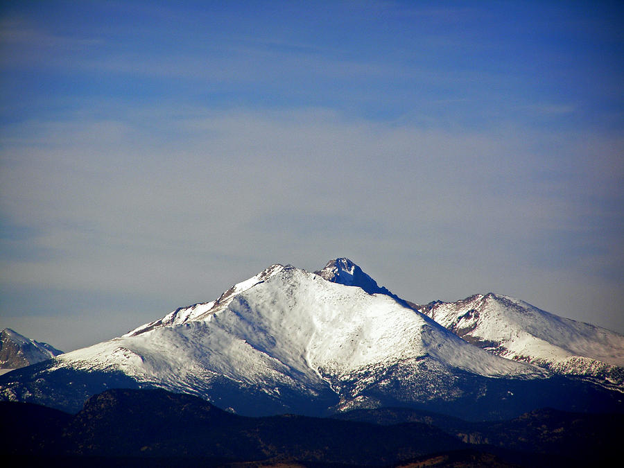 Meeker and Longs peak massive in snow Photograph by Thomas Samida