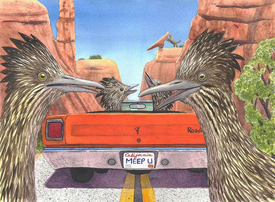 Roadrunner Painting - Meep them by Catherine G McElroy