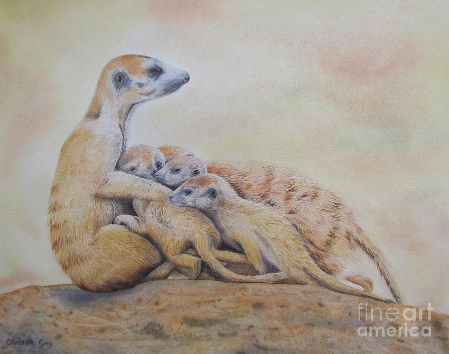 Meerkat Painting - Meerkat Mommy by Christelle Grey