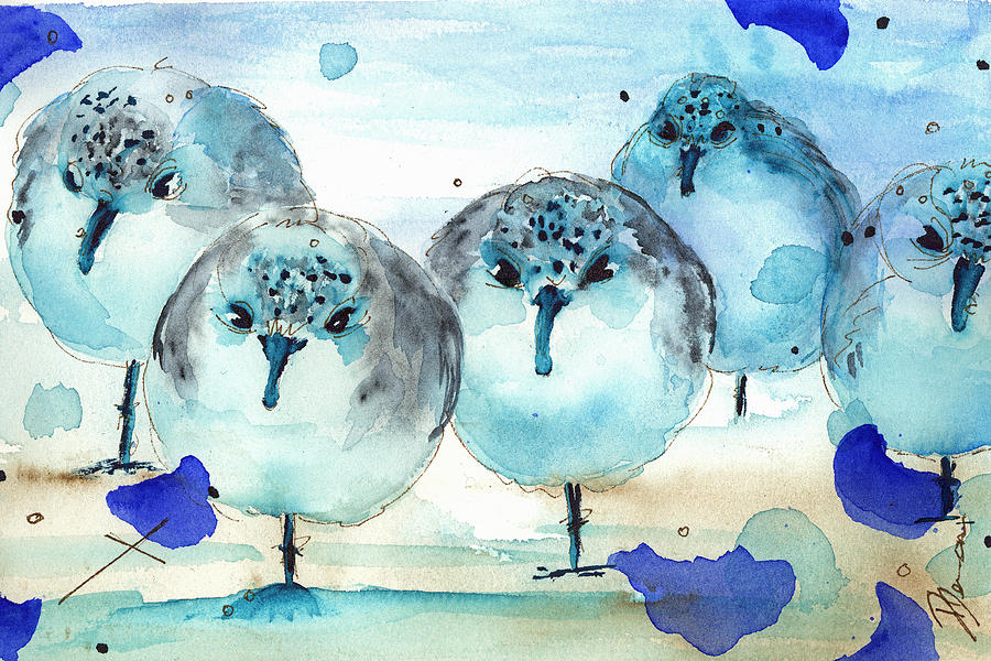 Meet the Sanderlings Painting by Dawn Derman