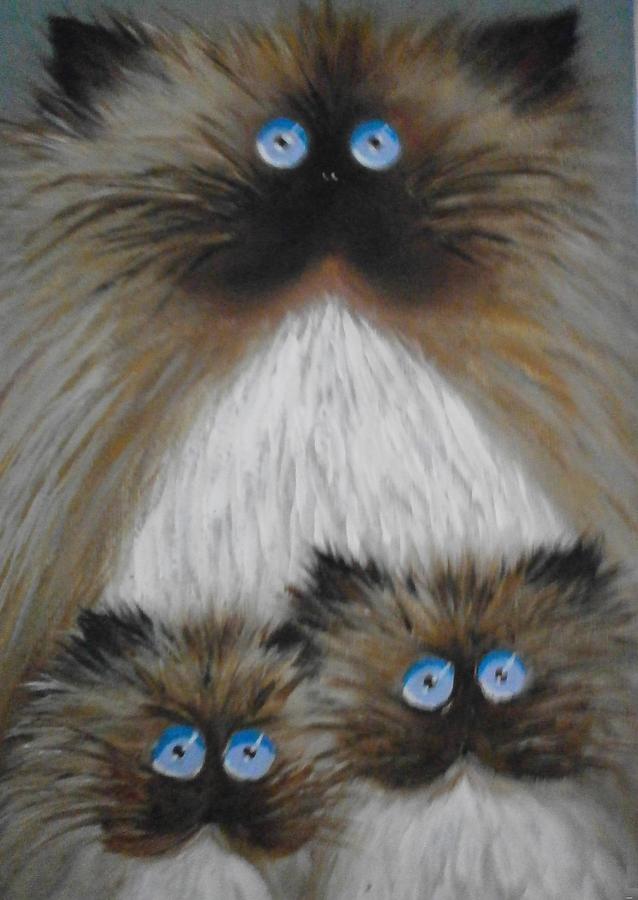 Cat Painting - Meet the twins by Alan Brunt