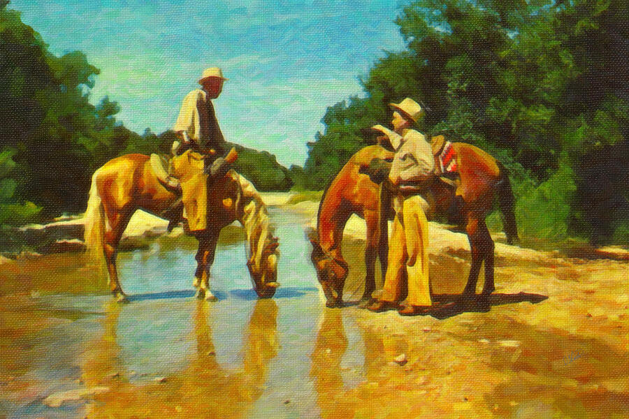 Meeting at the Stream Painting by Dean Wittle