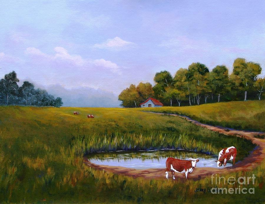 Meeting At The Waterhole Painting by Jerry Walker