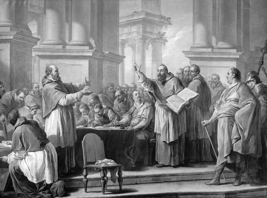 Donatism Photograph - Meeting Of St. Augustine And The Donatists Oil On Canvas Bw Photo by Carle van Loo