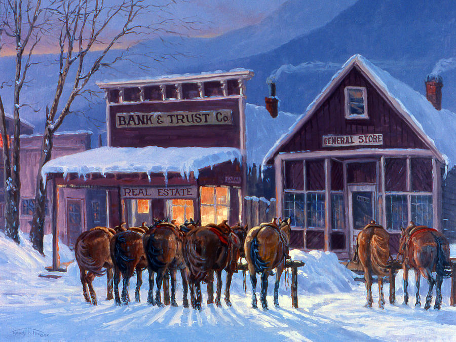 Horse Painting - Meeting of the Board by Randy Follis