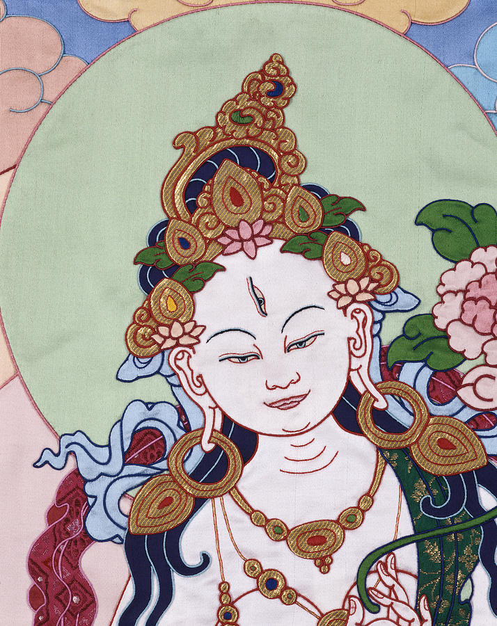 Meeting White Tara Tapestry - Textile by Leslie Rinchen-Wongmo - Fine ...