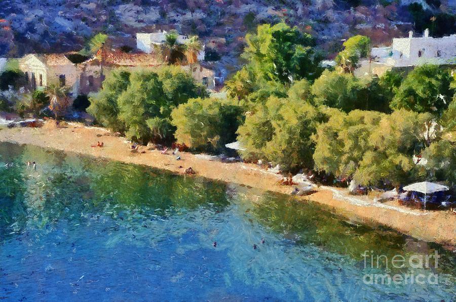 Megalo Livadi beach in Serifos island Painting by George Atsametakis