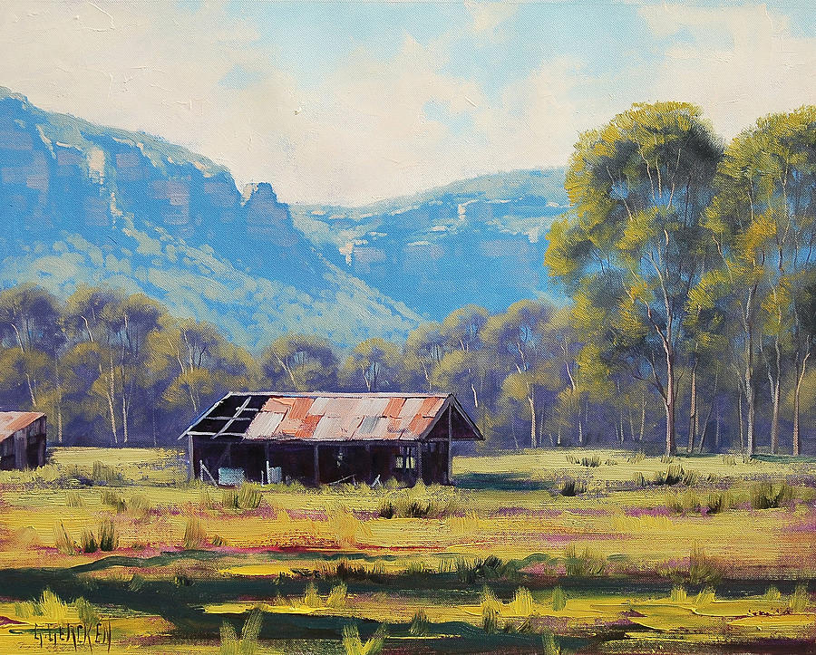 Farm Painting - Megalong Valley Shed by Graham Gercken