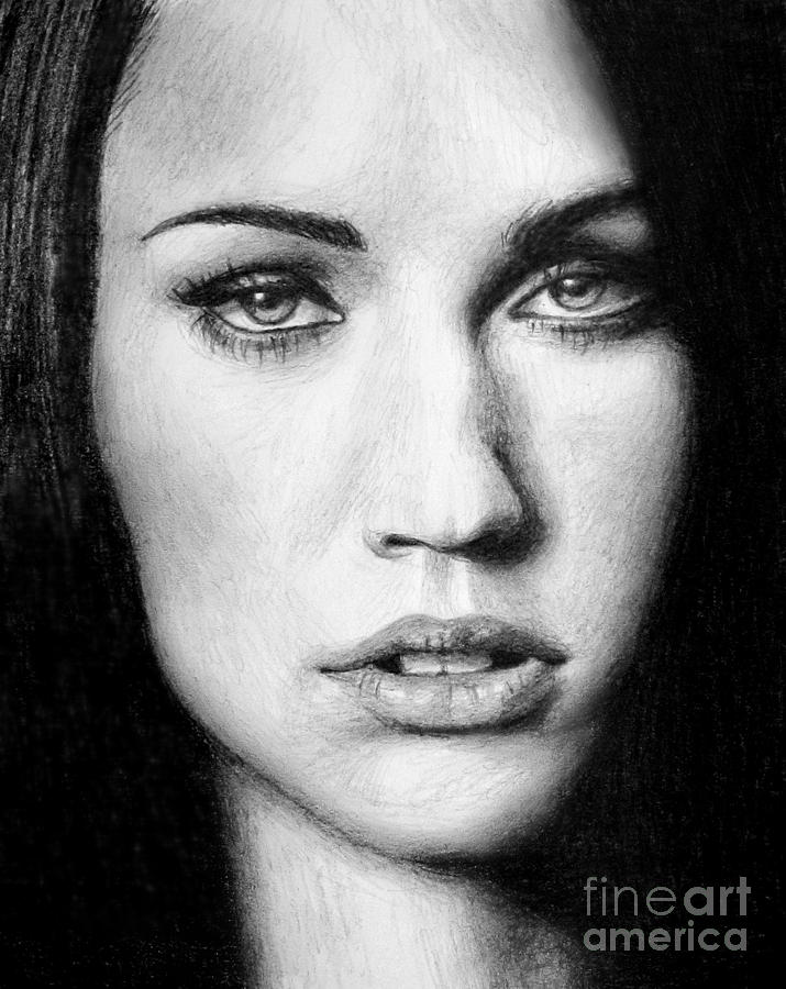 tattoo design sketch of megan fox portrait against a | Stable Diffusion |  OpenArt