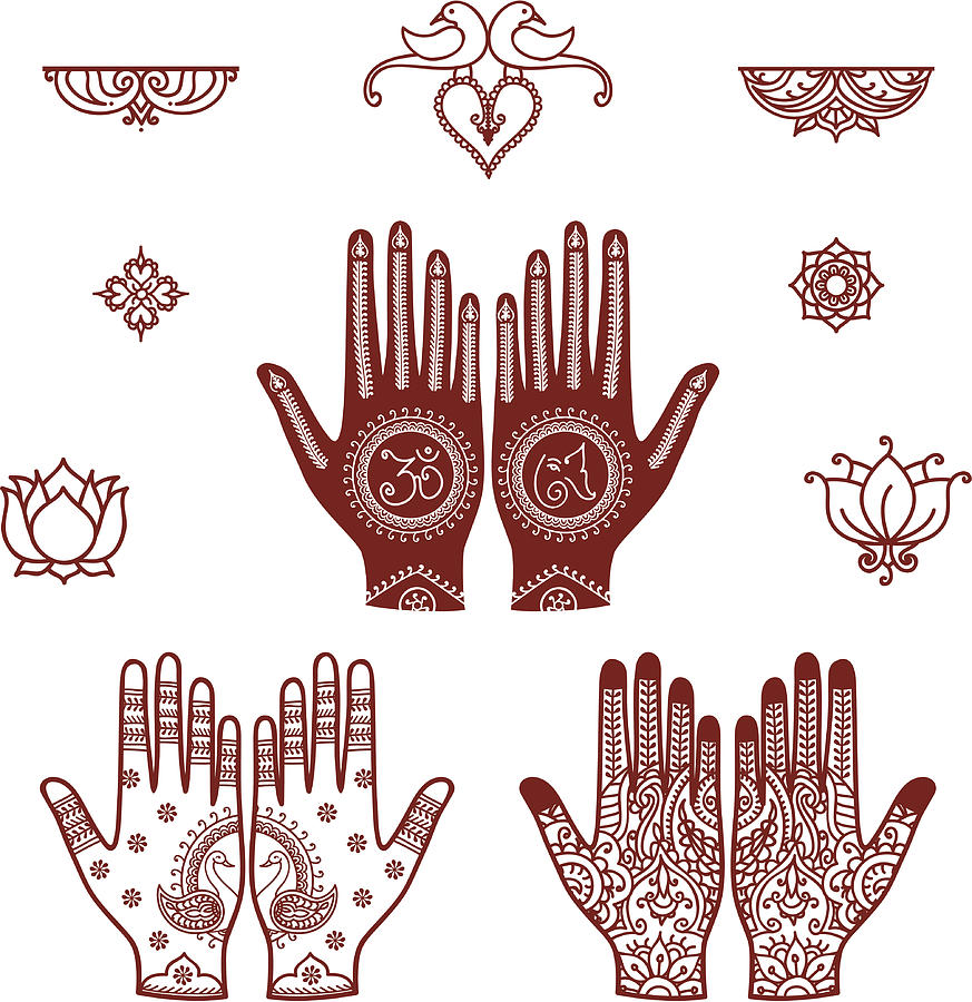 Mehndi Bridal Design Elements Drawing by Hpkalyani