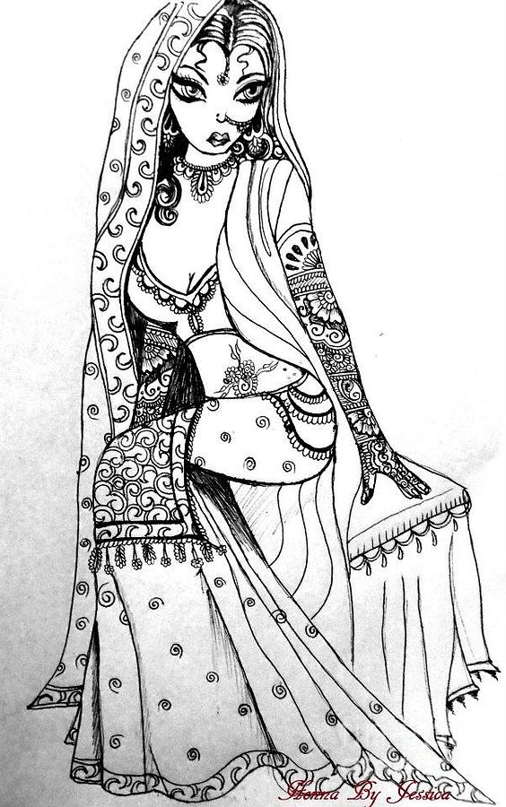 Henna Drawing - Mehndig by Jessica Petty