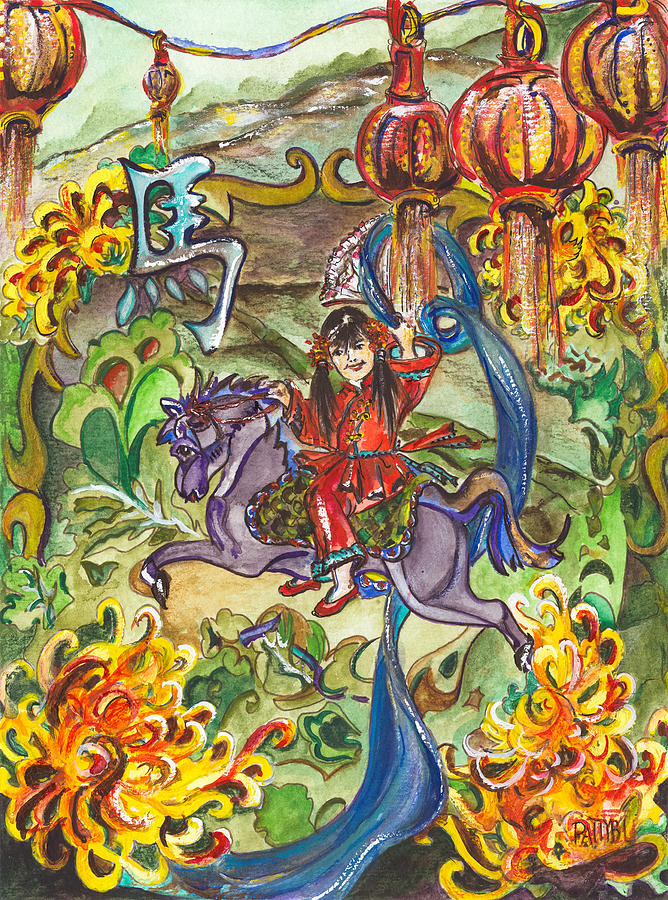 Tree Painting - Mei-Lien Celebrates Chinese New Year by Patty Lipinski