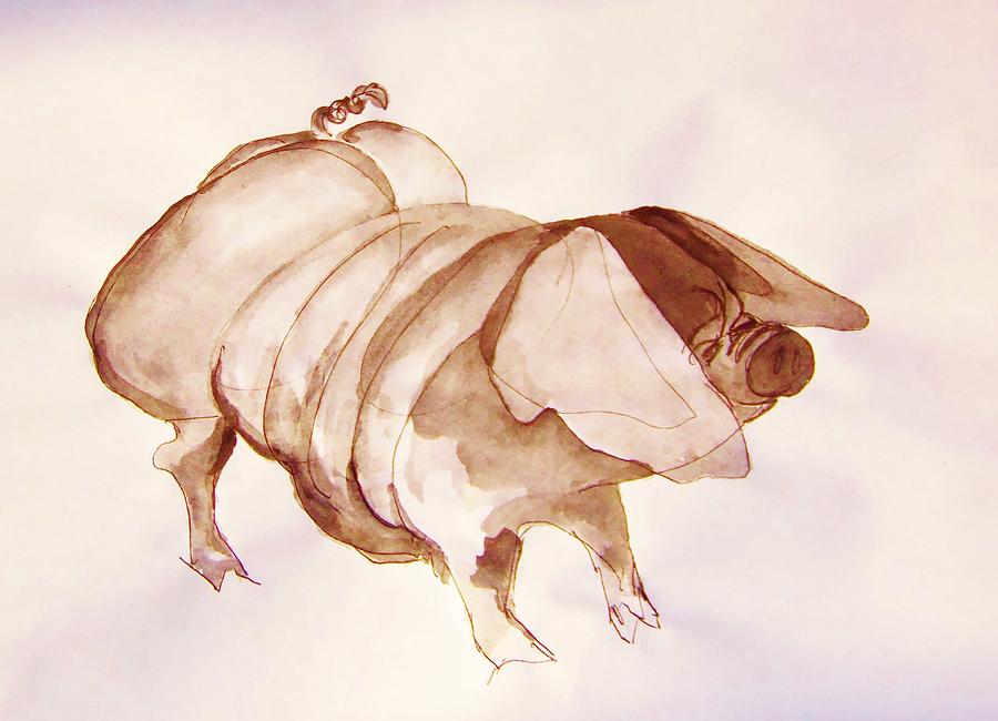 Pig Painting - Meishon 2 by Larry Campbell