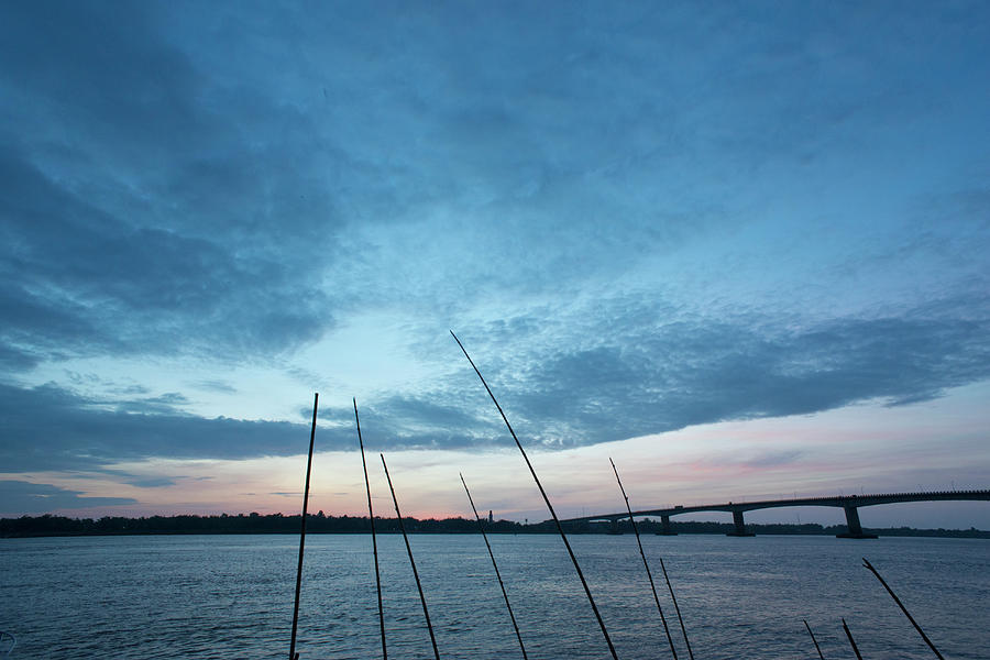 Mekong River At Dawn With Bridge Photograph by Eitan Simanor
