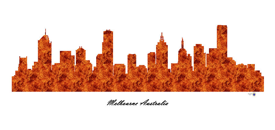 Melbourne Australia Raging Fire Skyline Digital Art by Gregory Murray