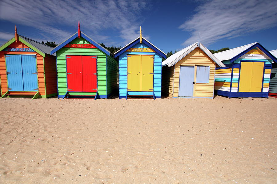 Architecture Photograph - Melbourne Beach Huts In Australia by Tim Phillips Photos