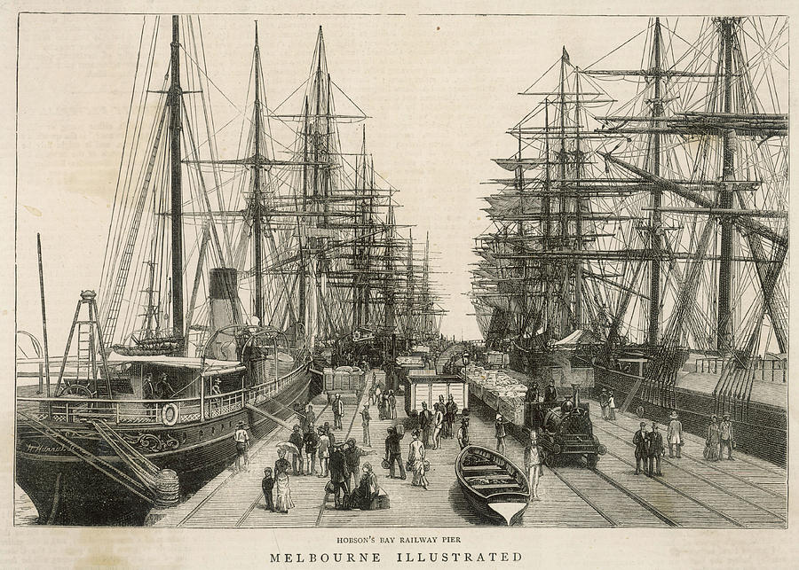 Melbourne Docks - Hobson's Bay Railway Drawing by Illustrated London ...