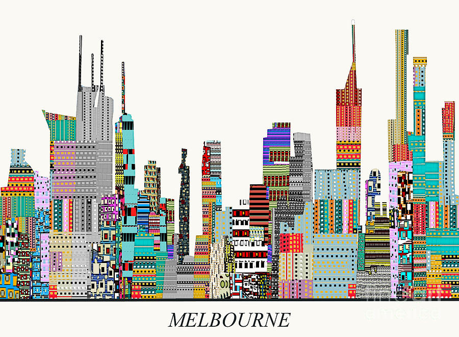 Melbourne Skyline Painting by Bri B