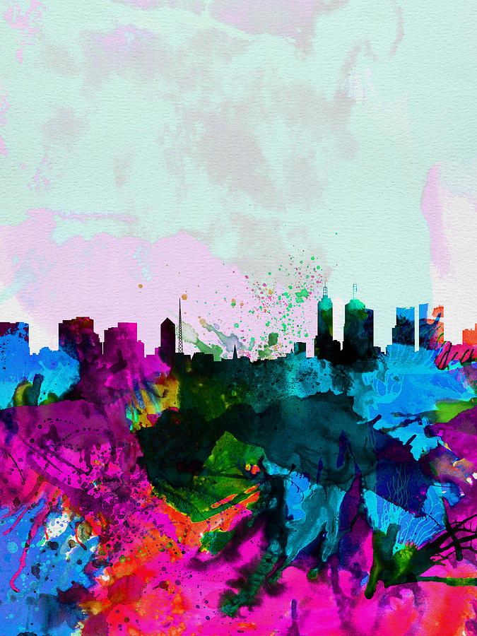 City Painting - Melbourne Watercolor Skyline by Naxart Studio