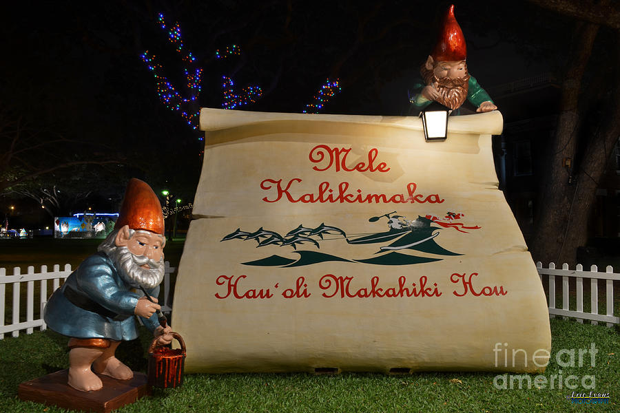 Mele Kalikimaka Sign and Elves Photograph by Aloha Art