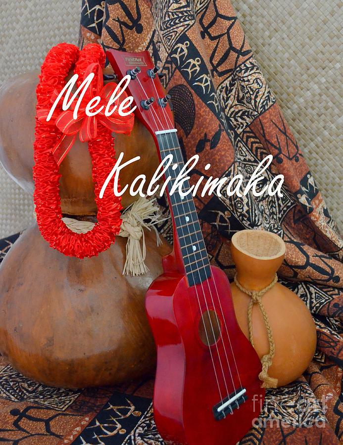 Mele Kalikimaka With Red Ribbon Lei Photograph