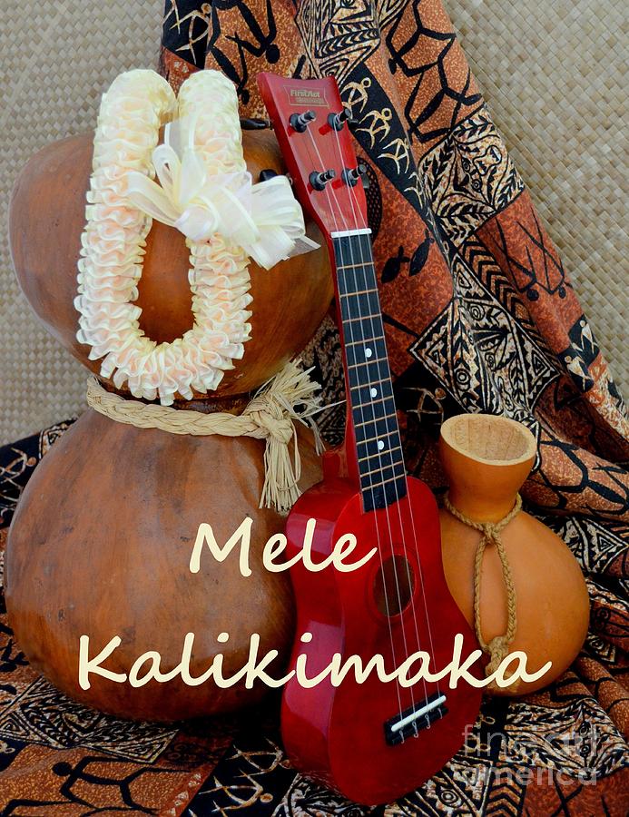Mele Kalikimaka with White Ribbon Lei Photograph by Mary Deal