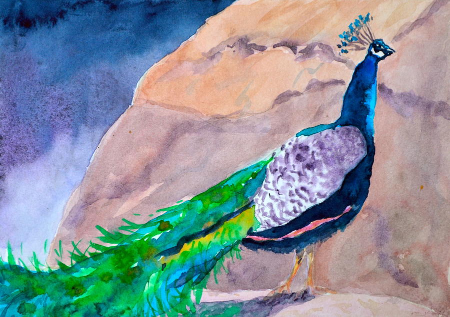 Mellow Peacock Painting by Beverley Harper Tinsley