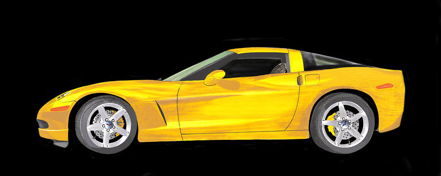 Mellow Yellow Corvette C 6 Painting by Jack Pumphrey