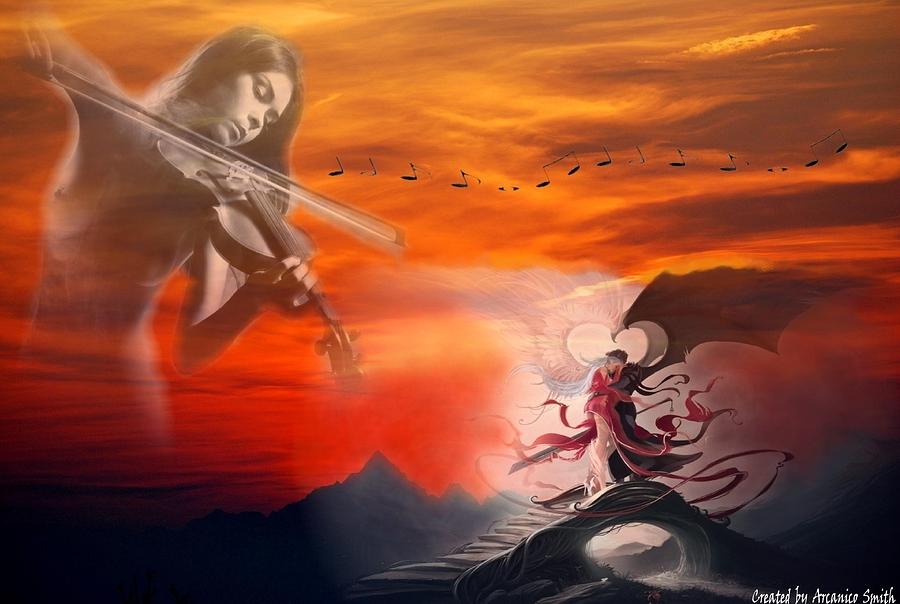 Sunset Digital Art - Melody of Primordial Love by Arcanico Luca Smith Acquaviva