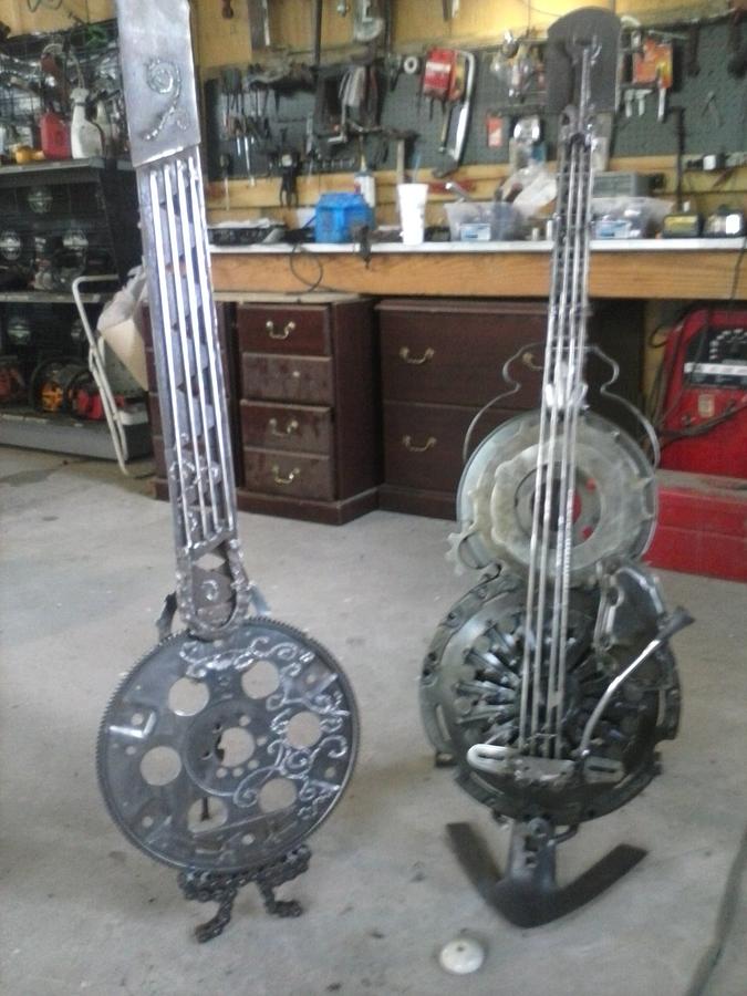 Scrap Metal Guitar Sculpture - Melony and Banjo by Matthew Wright