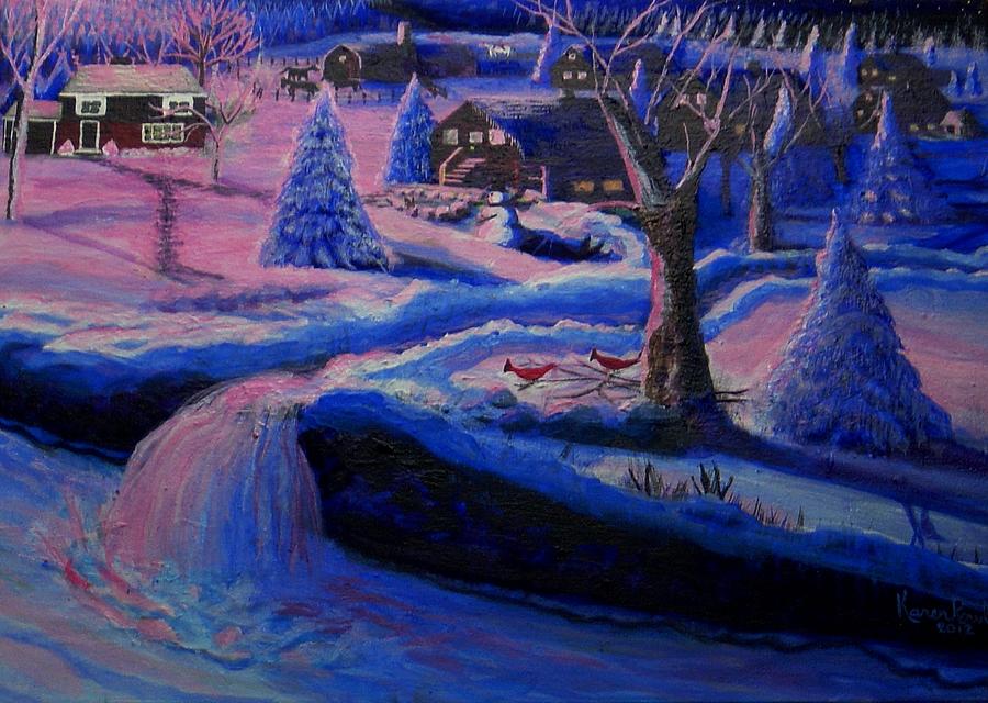 Cabin Painting - Melting Snow by Karen Rowland