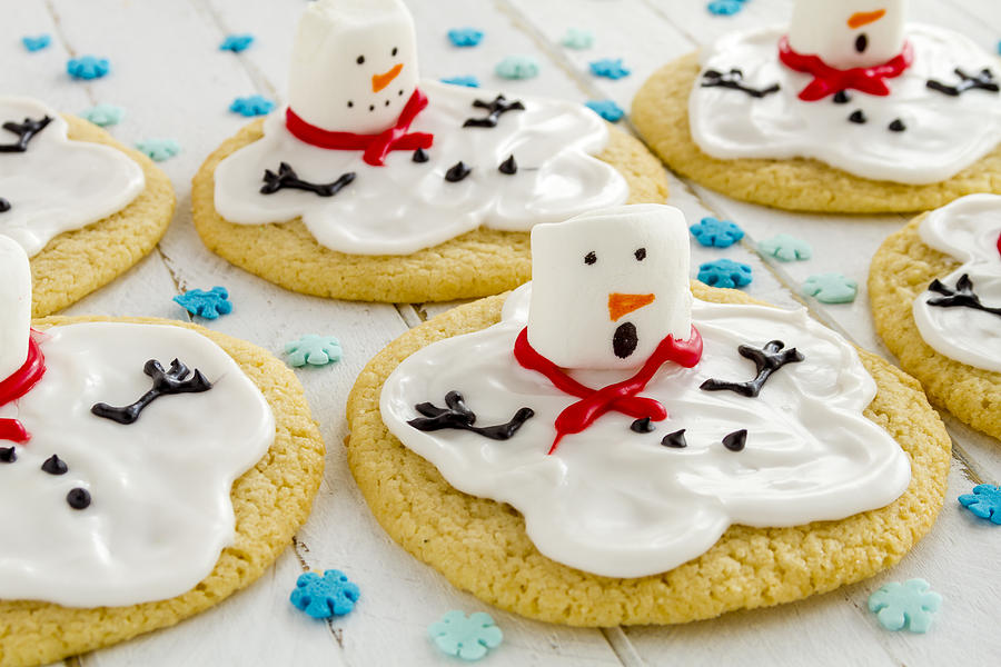 Cookie Photograph - Melting Snowman Cookies by Teri Virbickis