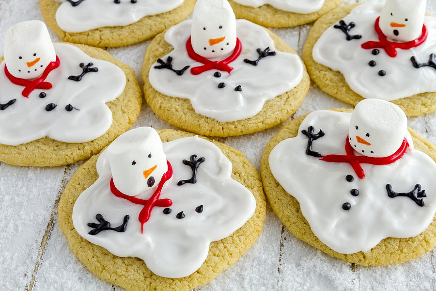 Cookie Photograph - Melting Snowmen Sugar Cookies by Teri Virbickis