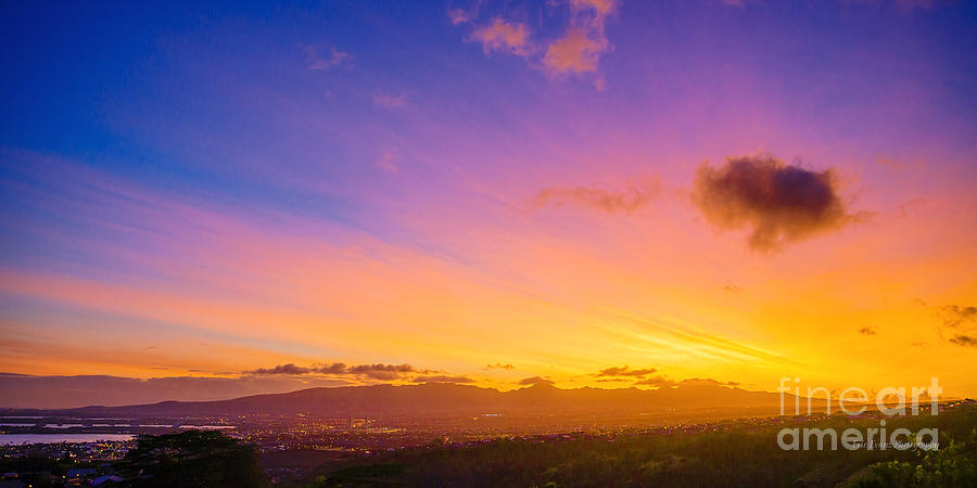 Hawaii Sunset Photograph - Memorial Day Sunset on Oahu by Aloha Art