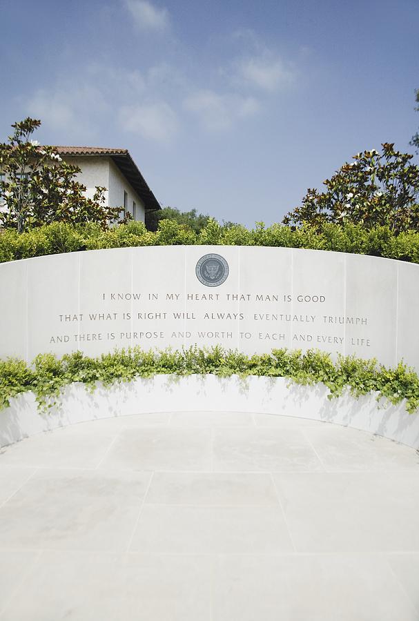 Memorial with Reagan quotation at the Ronald W. Reagan Presidential Library Photograph by VisionsofAmerica/Joe Sohm