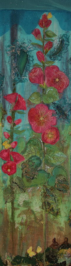 Flower Mixed Media - Memories of Grandmas Garden - Panoramic 1b by Pam Reed