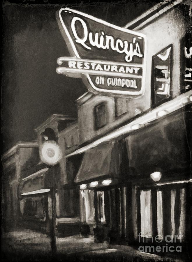 Vintage Painting - Memories of Quincys Restaurant in Halifax Nova Scotia by John Malone