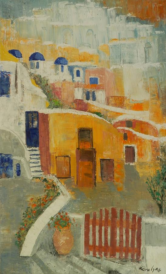 Summer Painting - Memories of Santorini by Maria Karalyos
