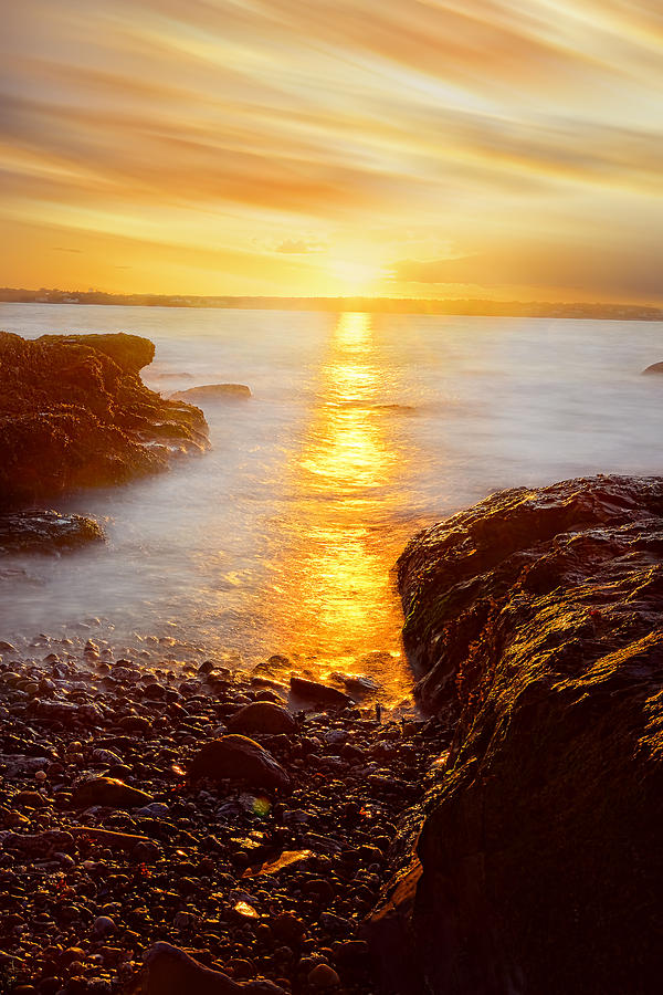 Memory Of Sunset - Rhode Island Sunset Beavertail State Park At Dusk  Photograph by Lourry Legarde