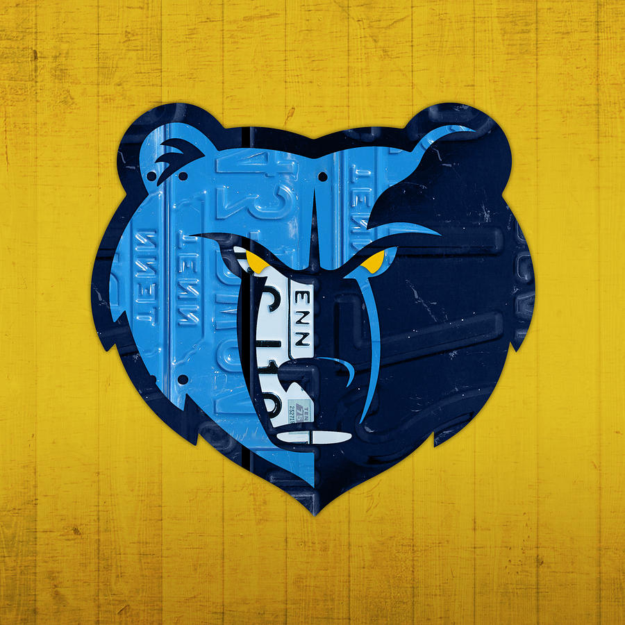 Memphis Mixed Media - Memphis Grizzlies Basketball Team Retro Logo Vintage Recycled Tennessee License Plate Art by Design Turnpike