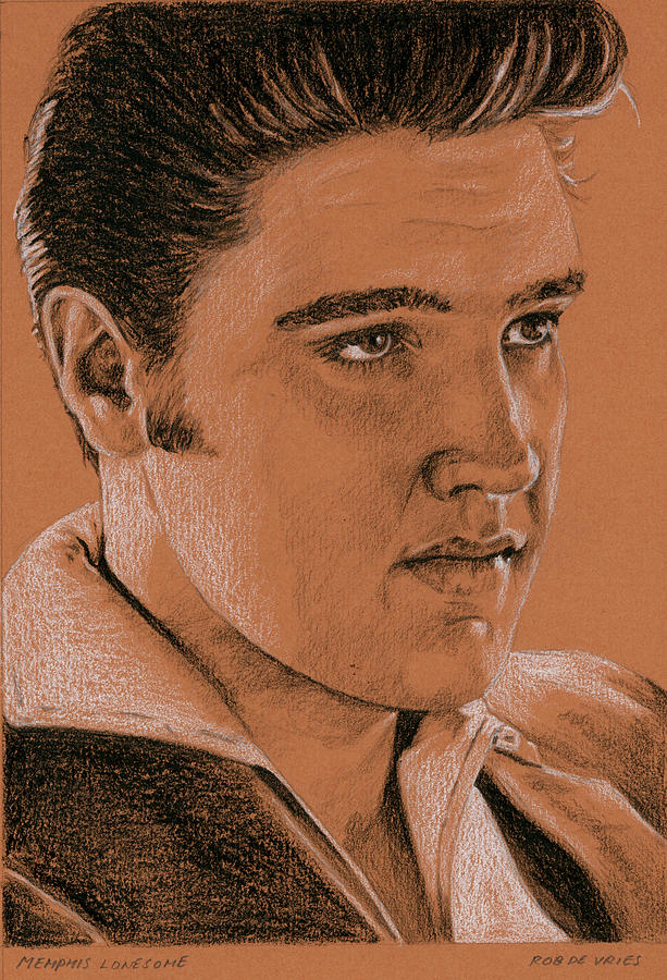 Elvis Drawing - Memphis Lonesome by Rob De Vries Elvis Drawing - Memphis Lonesome by Rob De Vries