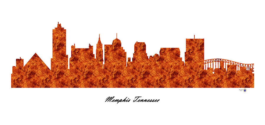 Memphis Tennessee Raging Fire Skyline Digital Art by Gregory Murray