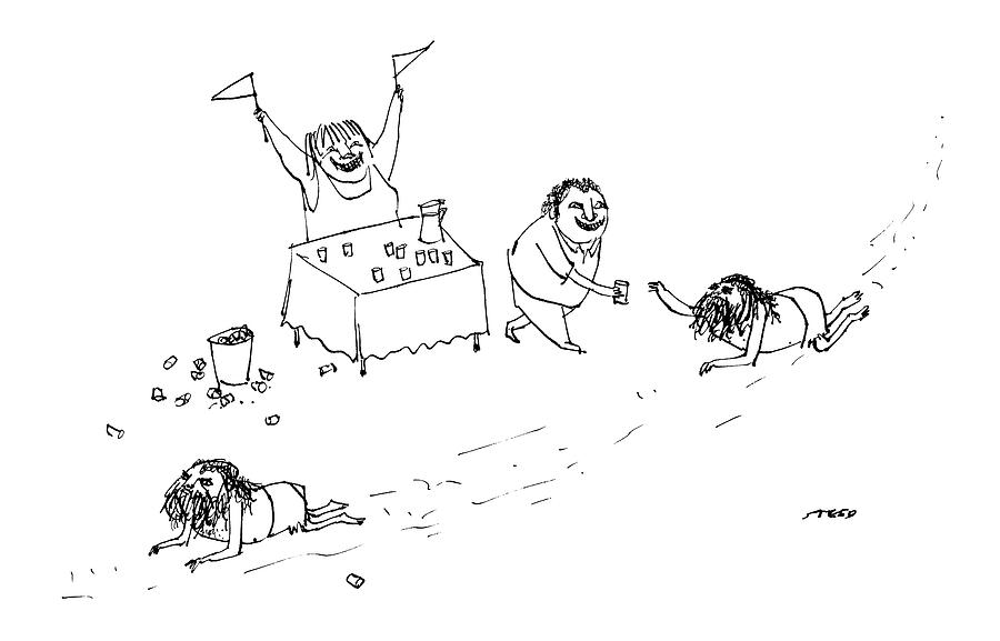 Men Crawl Through The Desert Drawing by Edward Steed