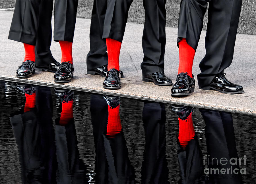 Men Photograph - Men In Black and Red by Barbara McMahon