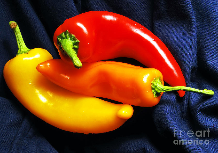 Menage a Trois Peppers I Photograph by Nancy Mueller