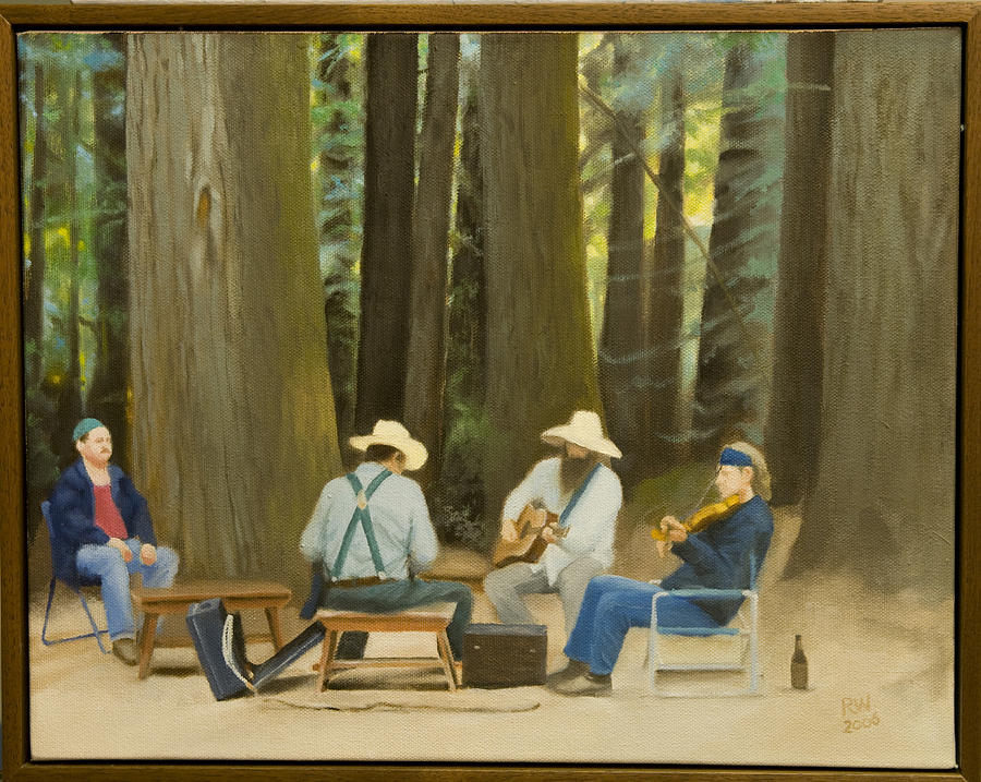 Music Painting - Mendocino Musicians by Richard Weinberger