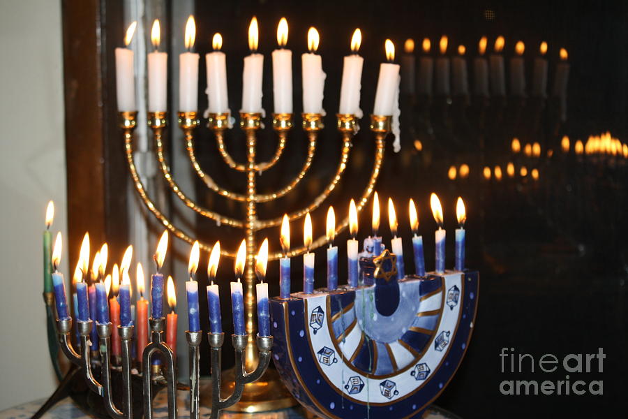 Hanukkah Photograph - Menorah blue by Connie Mueller